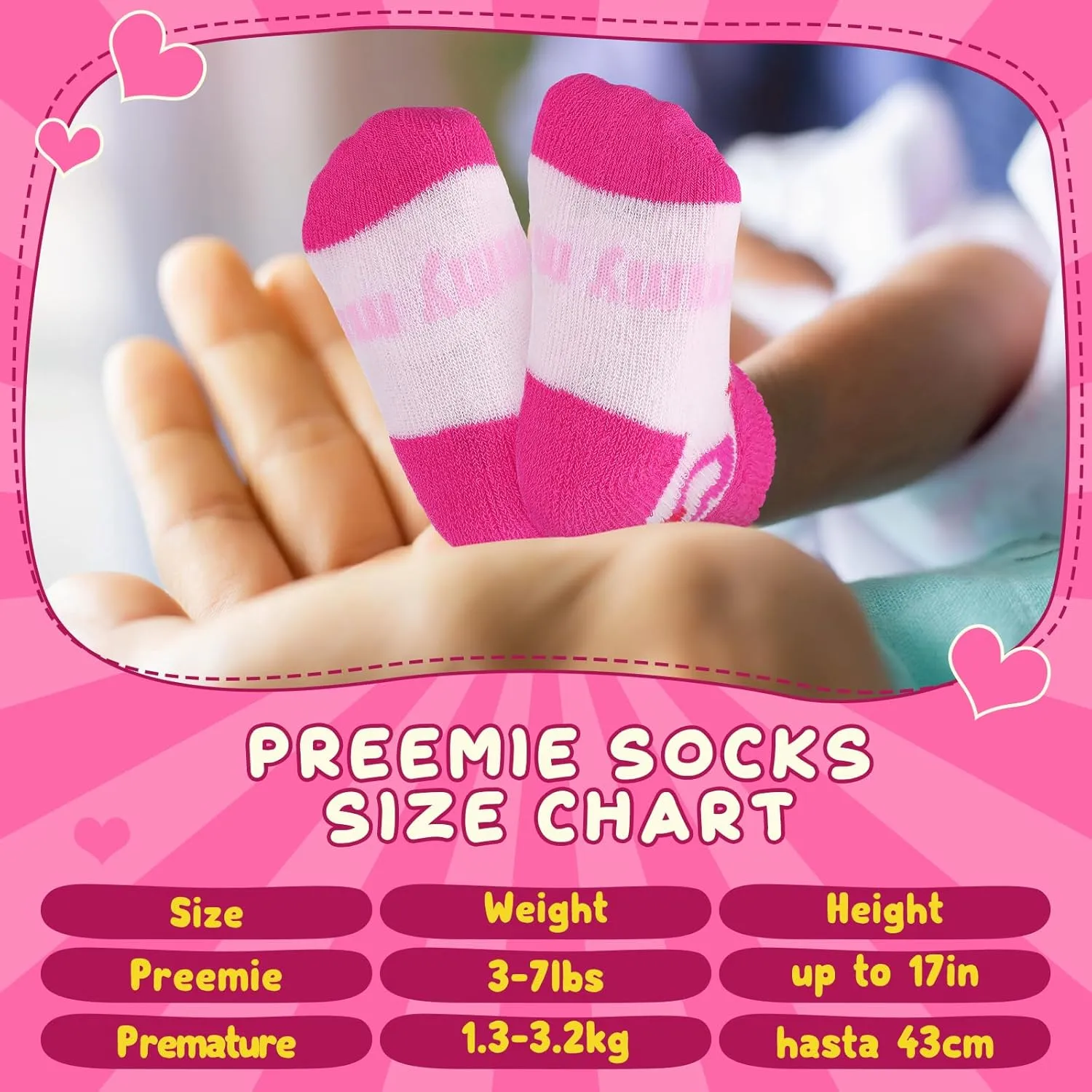 10 Pairs Preemie Baby Terry Cotton Turn Cuff Socks for Newborn Girls Boys - Nicu