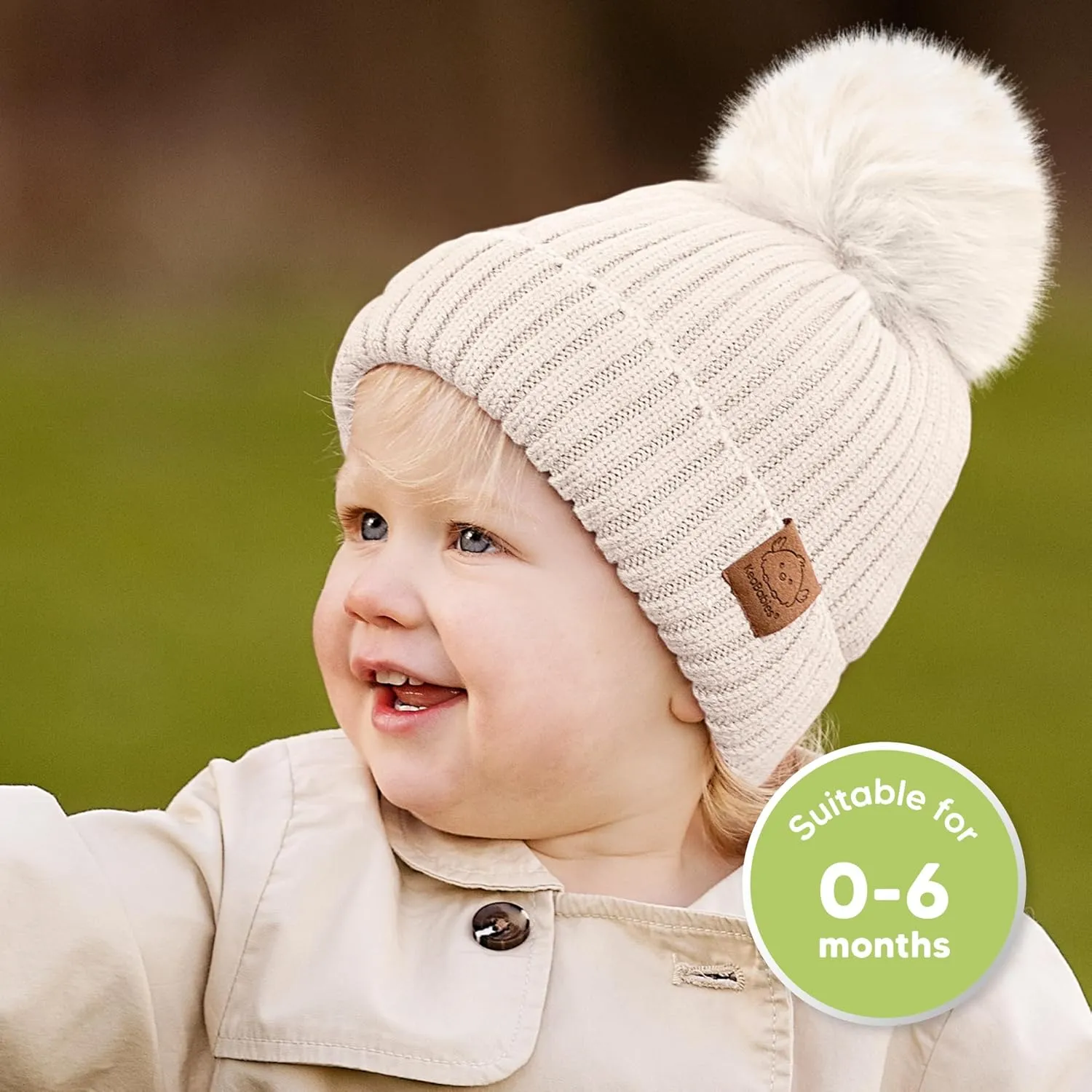 2-Pack Baby Hats for Girls, Boys - Stretchy Baby Beanies, Cute Newborn & Toddler Winter Hat, Soft & Warm Pom Pom Beanie for Infant, Toddler, Boys, Girls 0-6 Months (Rust, S)