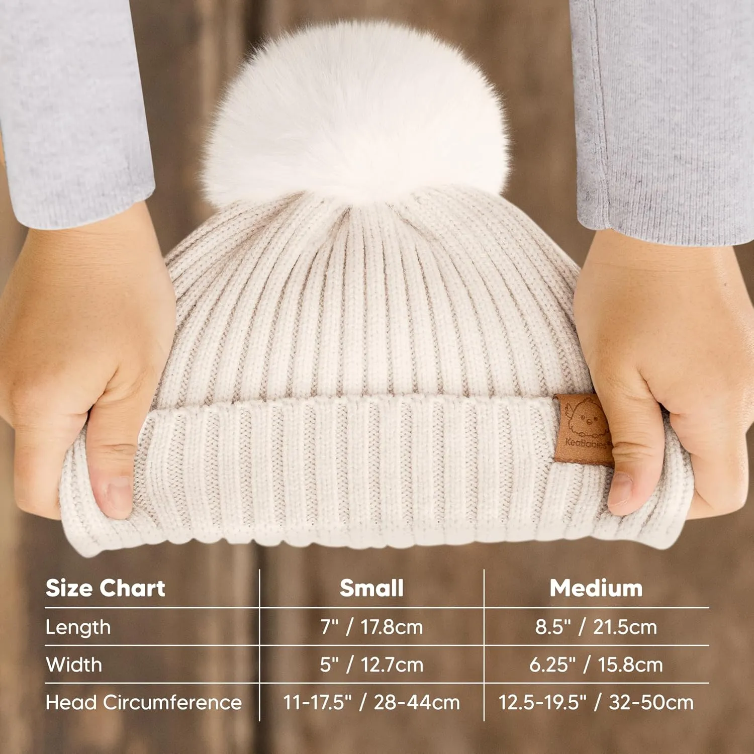 2-Pack Baby Hats for Girls, Boys - Stretchy Baby Beanies, Cute Newborn & Toddler Winter Hat, Soft & Warm Pom Pom Beanie for Infant, Toddler, Boys, Girls 0-6 Months (Rust, S)