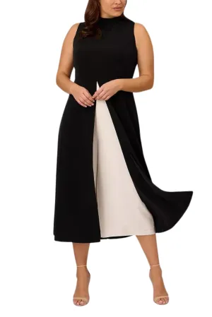 Adrianna Papell Sleeveless Cropped Overlay Jumpsuit ( Plus Size )