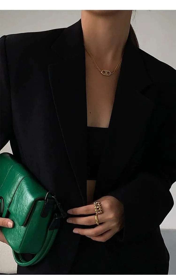 Autumn Collection - Black Loose-Fit Korean Style Jacket