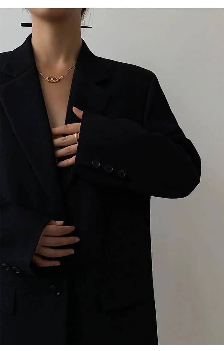 Autumn Collection - Black Loose-Fit Korean Style Jacket