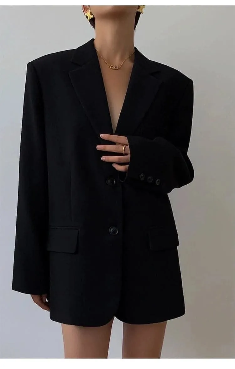 Autumn Collection - Black Loose-Fit Korean Style Jacket