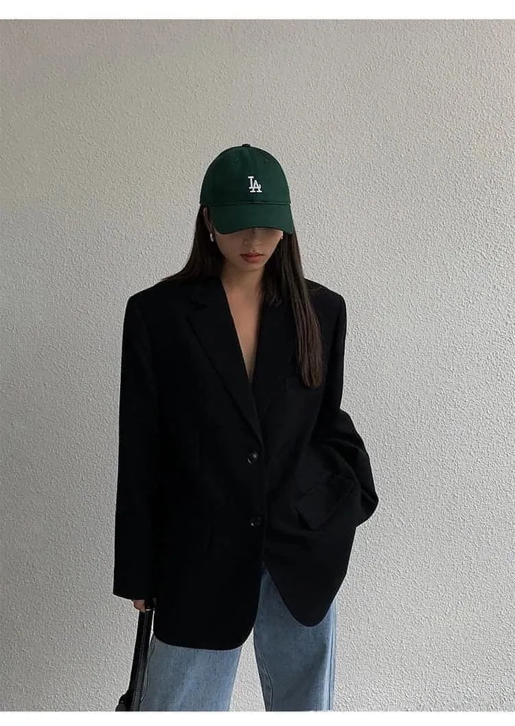 Autumn Collection - Black Loose-Fit Korean Style Jacket