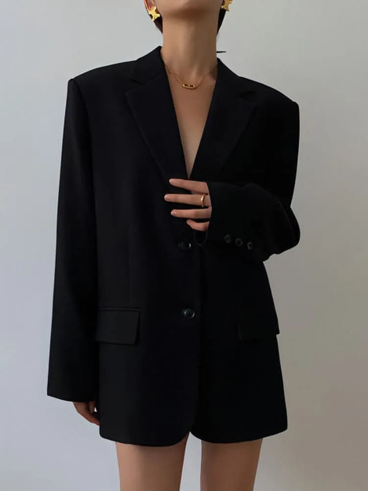 Autumn Collection - Black Loose-Fit Korean Style Jacket