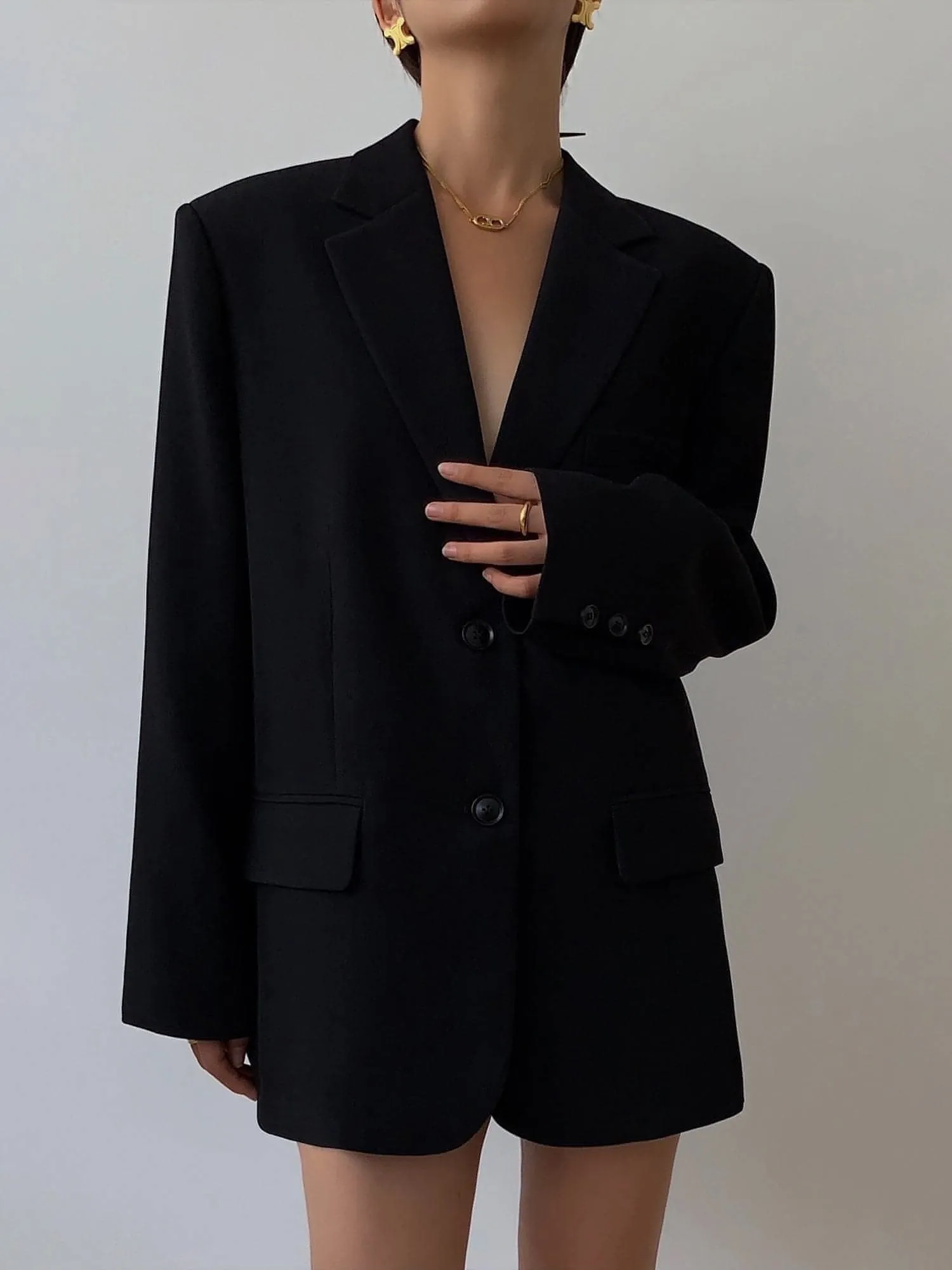 Autumn Collection - Black Loose-Fit Korean Style Jacket