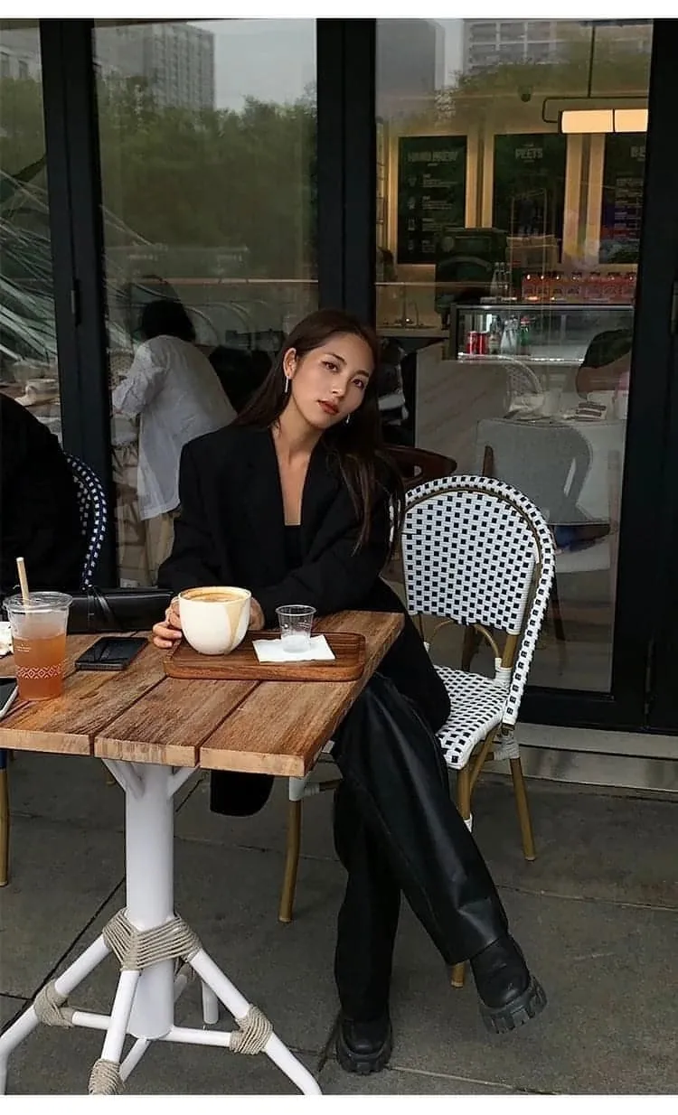 Autumn Collection - Black Loose-Fit Korean Style Jacket