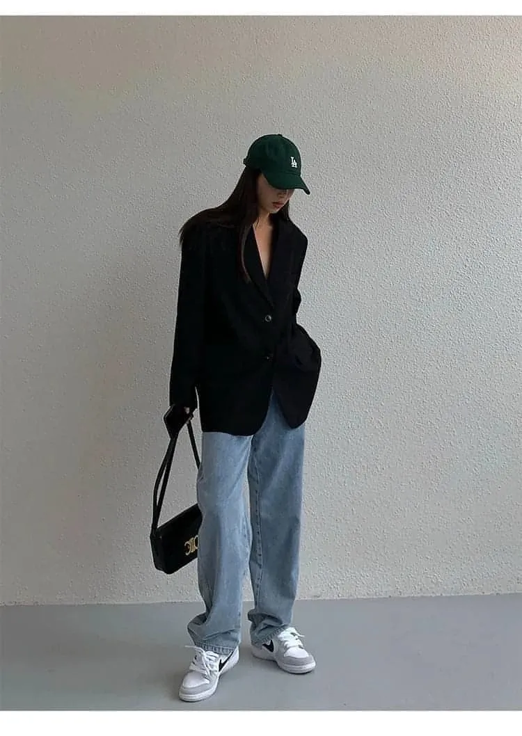 Autumn Collection - Black Loose-Fit Korean Style Jacket
