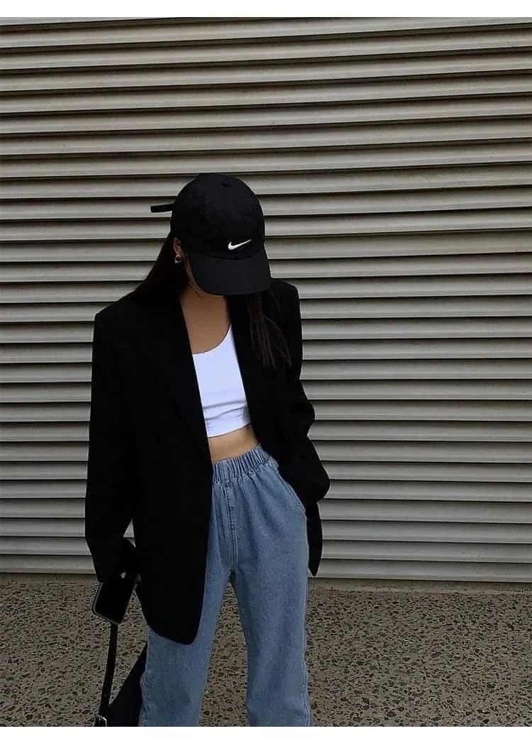 Autumn Collection - Black Loose-Fit Korean Style Jacket