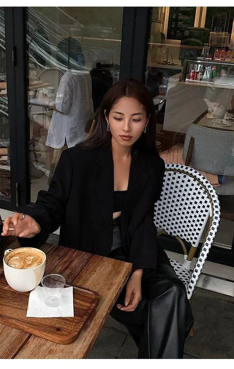Autumn Collection - Black Loose-Fit Korean Style Jacket