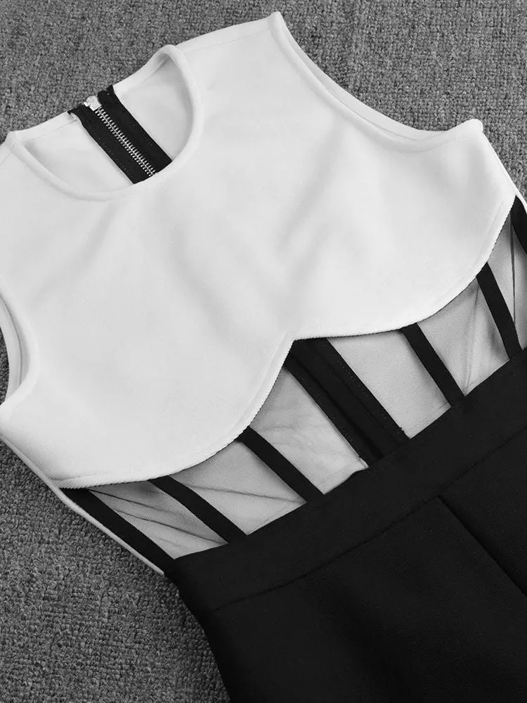 Black and White Bandage Jumpsuit