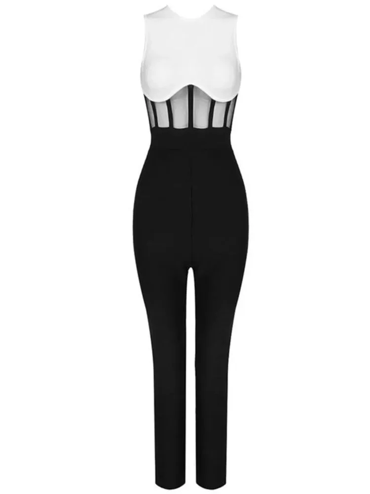 Black and White Bandage Jumpsuit