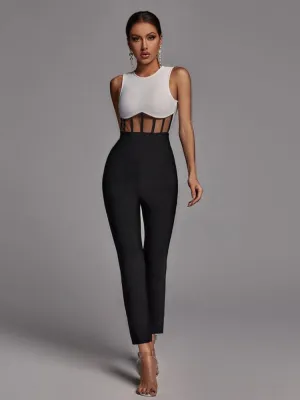 Black and White Bandage Jumpsuit