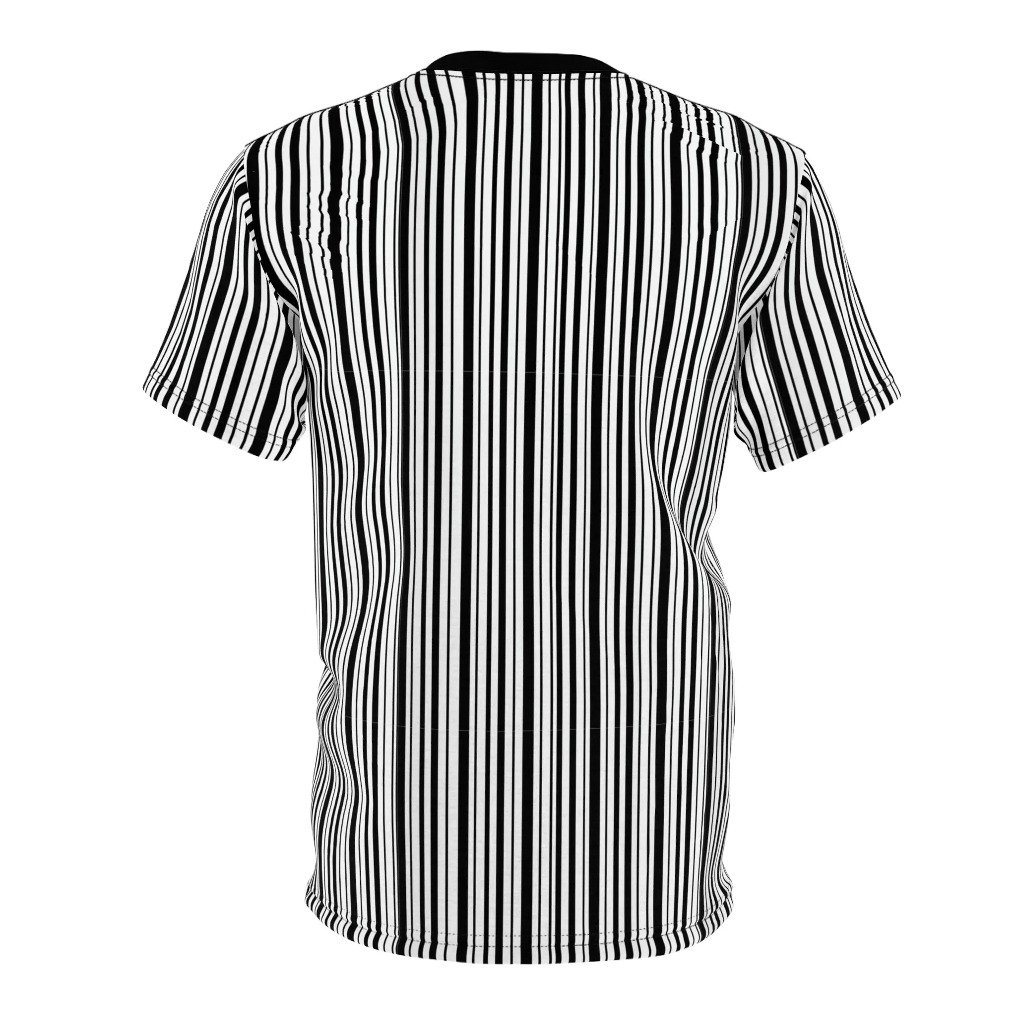Black White Striped Tshirt, Vertical Stripe Designer Graphic Aesthetic Fashion Crewneck Men Women Tee Top Short Sleeve Shirt