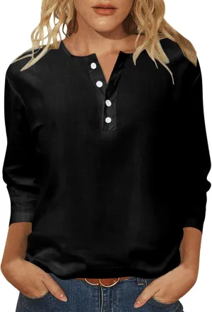 Boho Tops for Women Cotton Linen Blouse Cute Tunics Tops Embroidered Bohemia Shirts Loose Fit Beach Vacation Blouse