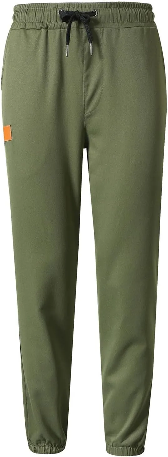 Cargo Pants for Men Slim Fit Elastic Waisted Baggy Stretch Joggers Lightweight Athletic Drawstring Hiking Pants with Pockets