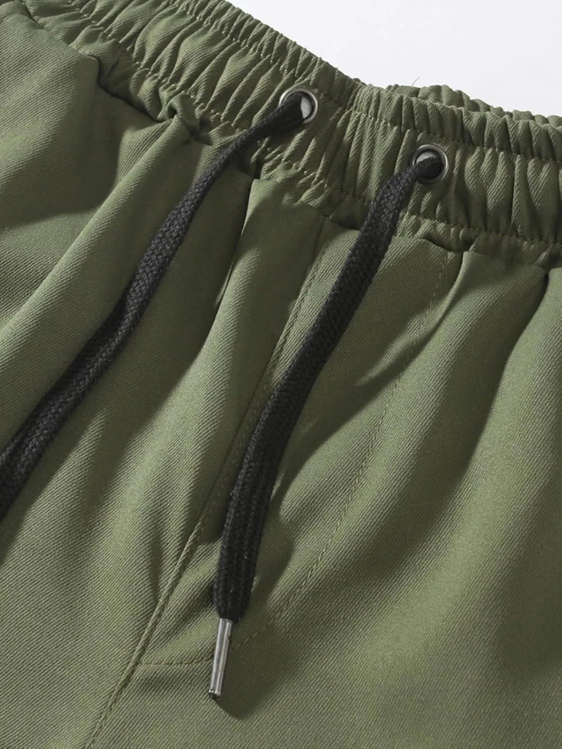 Cargo Pants for Men Slim Fit Elastic Waisted Baggy Stretch Joggers Lightweight Athletic Drawstring Hiking Pants with Pockets