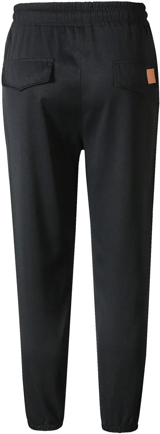Cargo Pants for Men Slim Fit Elastic Waisted Baggy Stretch Joggers Lightweight Athletic Drawstring Hiking Pants with Pockets