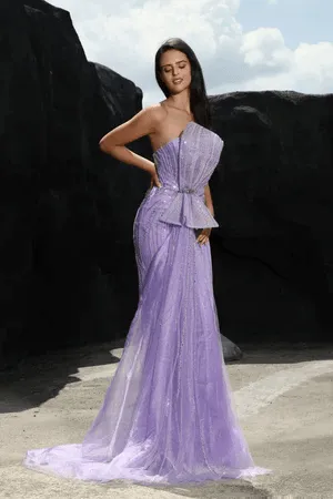Champagne Strapless Evening Gown with Elegant Sequin Embellishments - Designer Sequin Dress and Pretty Gown Plus Size
