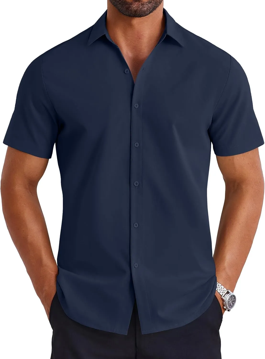 COOFANDY Mens Button Down Shirts Short Sleeve Casual Shirt Summer Untucked Dress Shirts