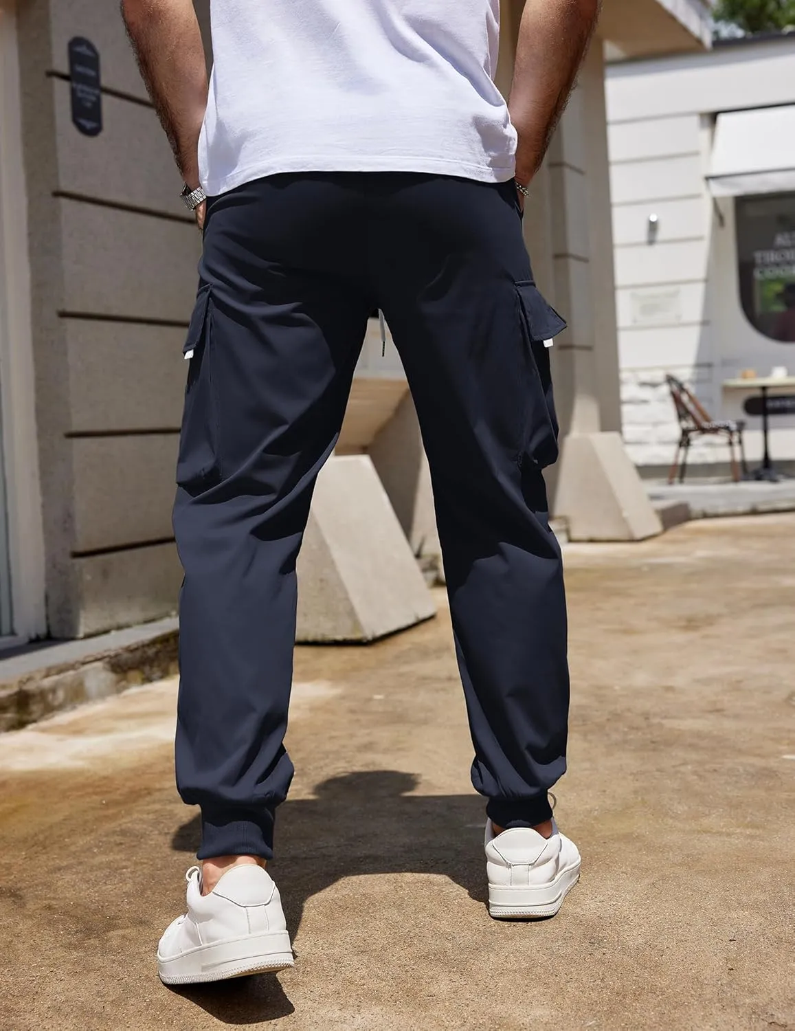 COOFANDY Men's Cargo Joggers Drawstring Jogger Cargo Pants Fashion Tapered Pants with Multi Pockets