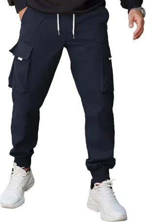 COOFANDY Men's Cargo Joggers Drawstring Jogger Cargo Pants Fashion Tapered Pants with Multi Pockets