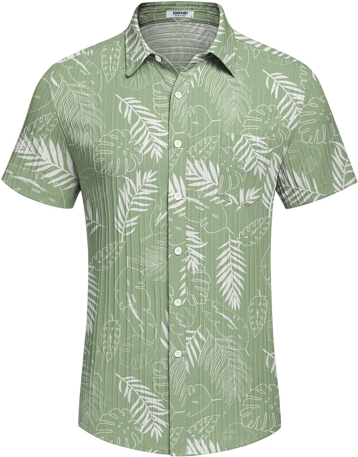 COOFANDY Men's Casual Button Down Shirts Short Sleeve Textured Summer Beach Shirt with Pocket