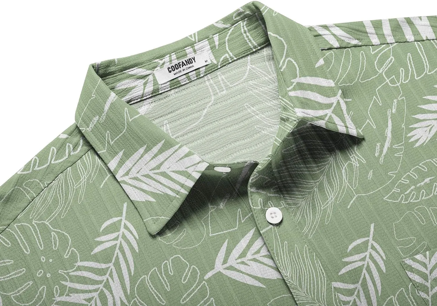 COOFANDY Men's Casual Button Down Shirts Short Sleeve Textured Summer Beach Shirt with Pocket
