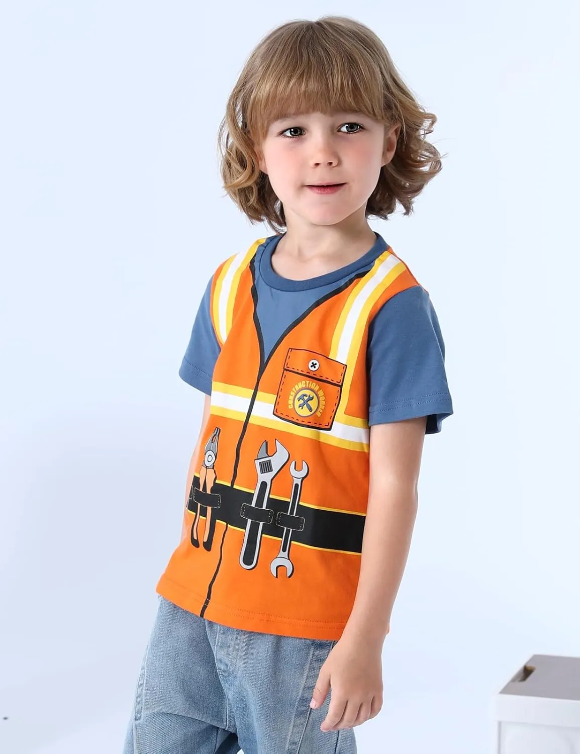 COSLAND Boys and Toddlers' Cotton Print Short Sleeve T-Shirt, Novelty Crew Neck Tee, 2T-Large