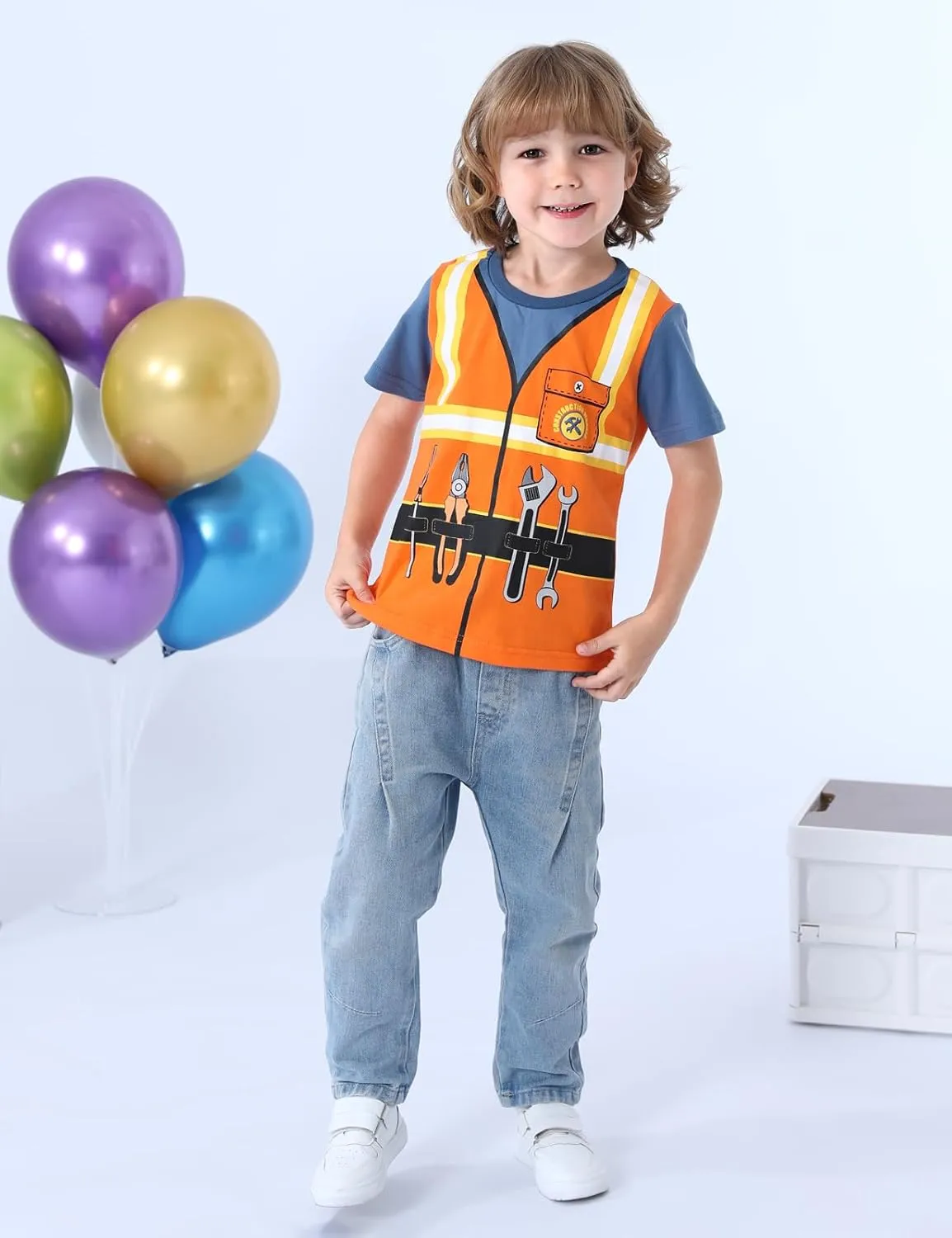 COSLAND Boys and Toddlers' Cotton Print Short Sleeve T-Shirt, Novelty Crew Neck Tee, 2T-Large