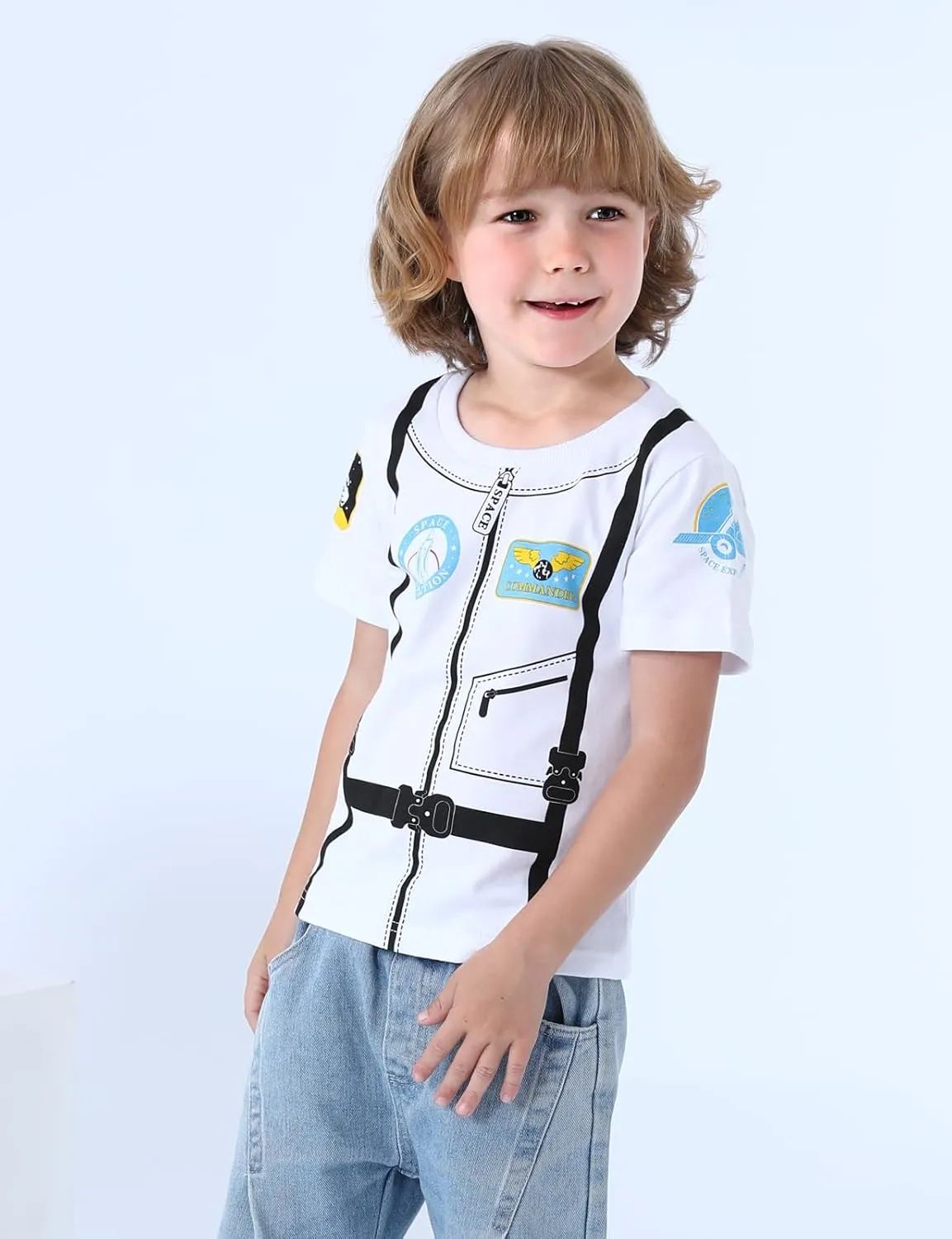 COSLAND Boys and Toddlers' Cotton Print Short Sleeve T-Shirt, Novelty Crew Neck Tee, 2T-Large
