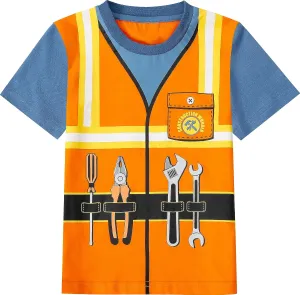 COSLAND Boys and Toddlers' Cotton Print Short Sleeve T-Shirt, Novelty Crew Neck Tee, 2T-Large