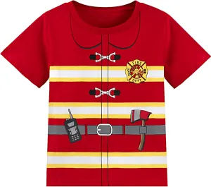 COSLAND Boys and Toddlers' Cotton Print Short Sleeve T-Shirt, Novelty Crew Neck Tee, 2T-Large