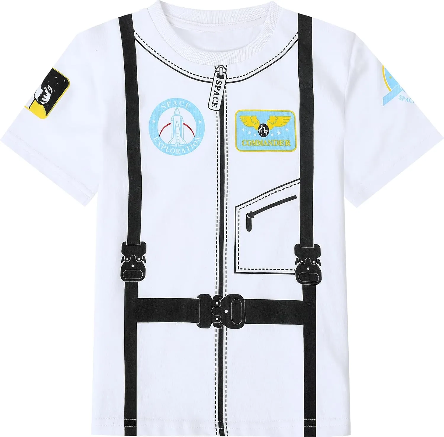 COSLAND Boys and Toddlers' Cotton Print Short Sleeve T-Shirt, Novelty Crew Neck Tee, 2T-Large