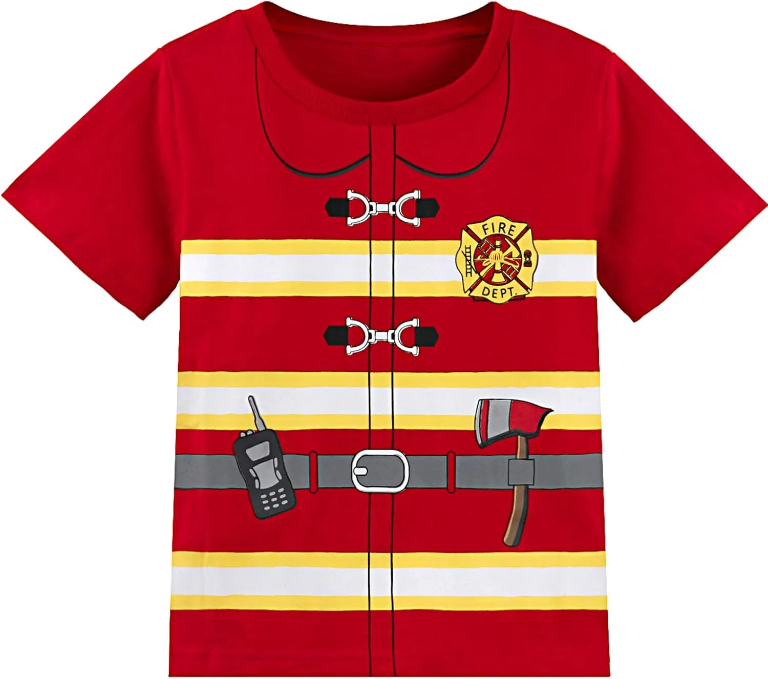COSLAND Boys and Toddlers' Cotton Print Short Sleeve T-Shirt, Novelty Crew Neck Tee, 2T-Large