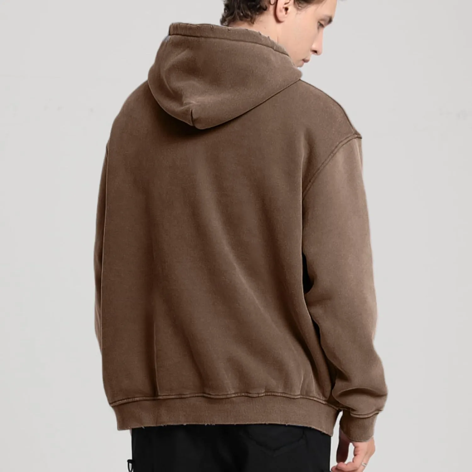 Dnzzs Acid Wash Hoodie Men Oversized Pullover Heavyweight Sweatshirt Vintage Streetwear Unisex Casual Top 2025