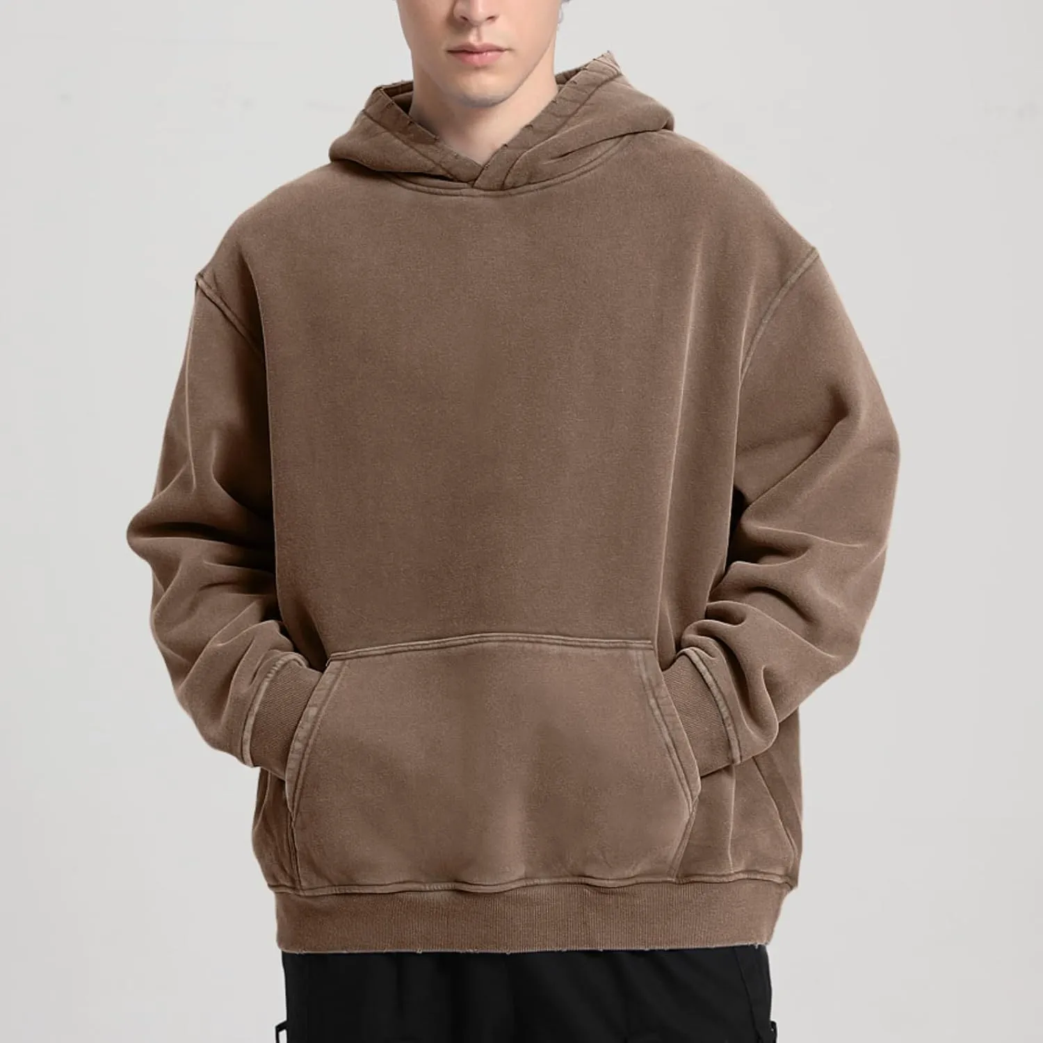 Dnzzs Acid Wash Hoodie Men Oversized Pullover Heavyweight Sweatshirt Vintage Streetwear Unisex Casual Top 2025