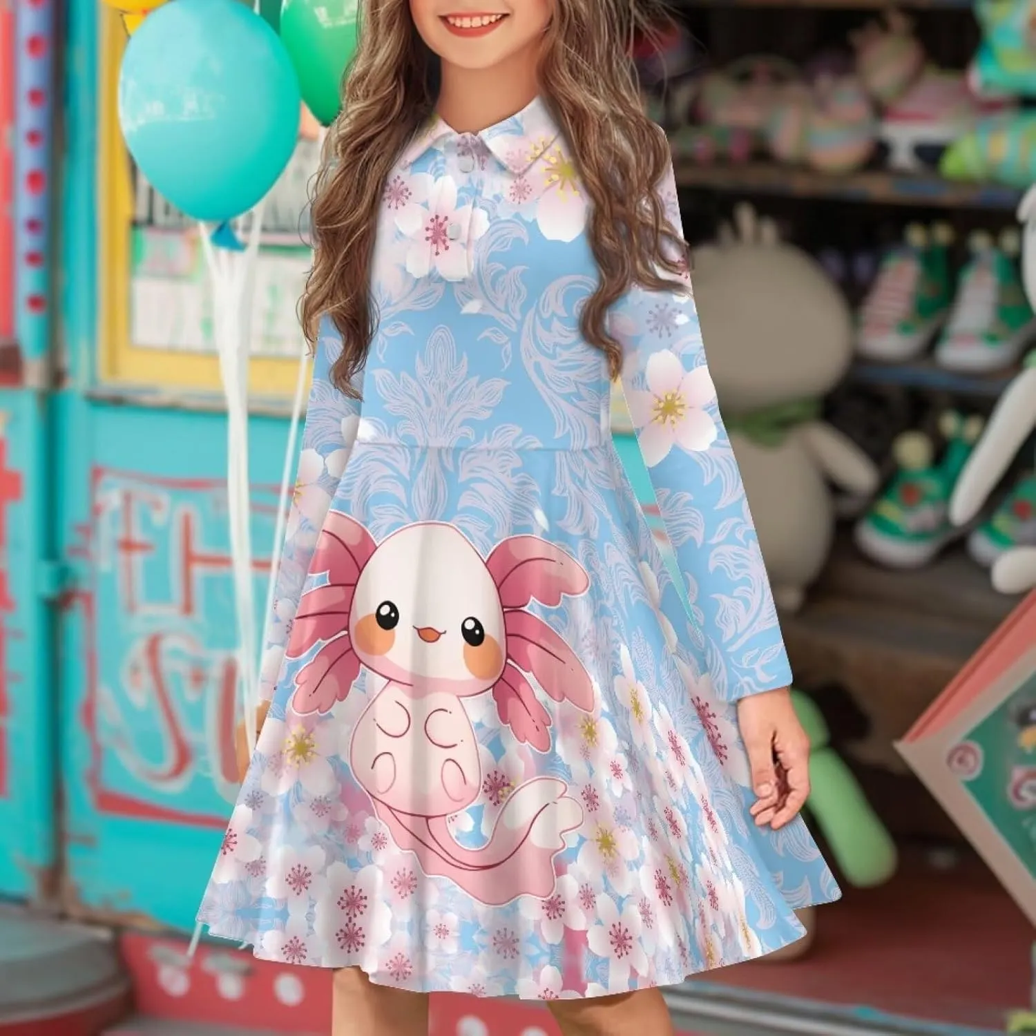 Dress for Girl 3-14T Fall Long Sleeve Clothes A Line Swing Twirly Skater Tunic Dresses Kids Back to School Outfits