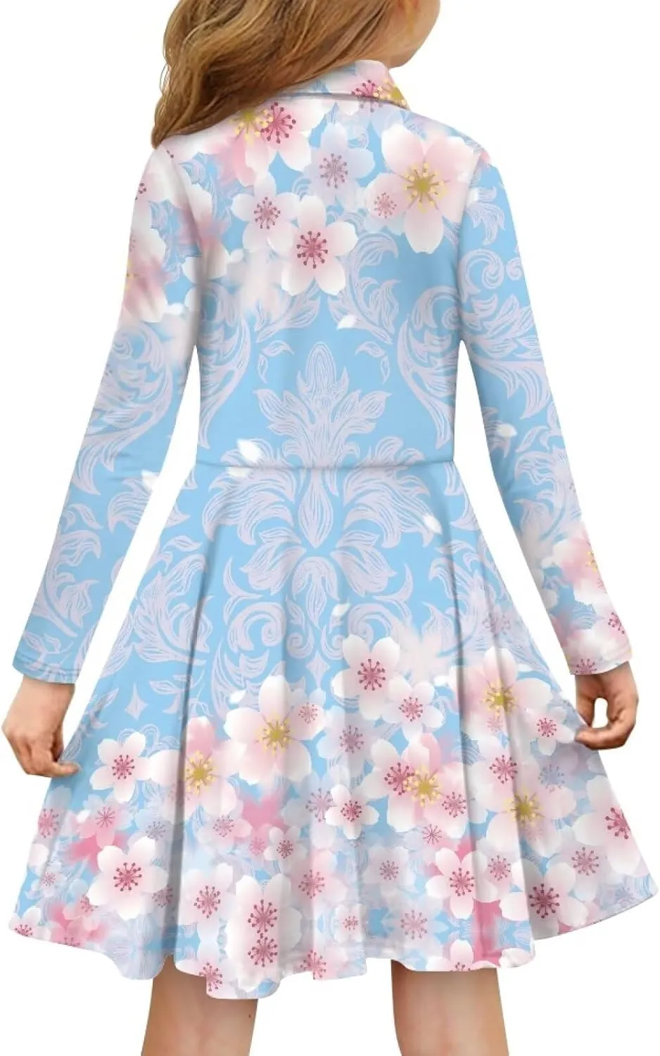 Dress for Girl 3-14T Fall Long Sleeve Clothes A Line Swing Twirly Skater Tunic Dresses Kids Back to School Outfits