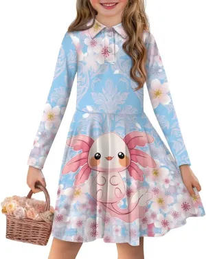Dress for Girl 3-14T Fall Long Sleeve Clothes A Line Swing Twirly Skater Tunic Dresses Kids Back to School Outfits