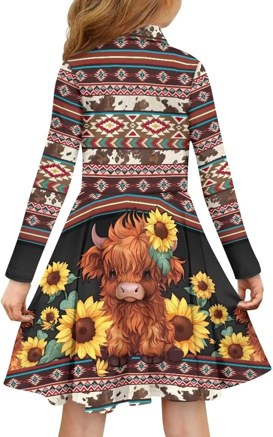 Dress for Girl 3-14T Fall Long Sleeve Clothes A Line Swing Twirly Skater Tunic Dresses Kids Back to School Outfits