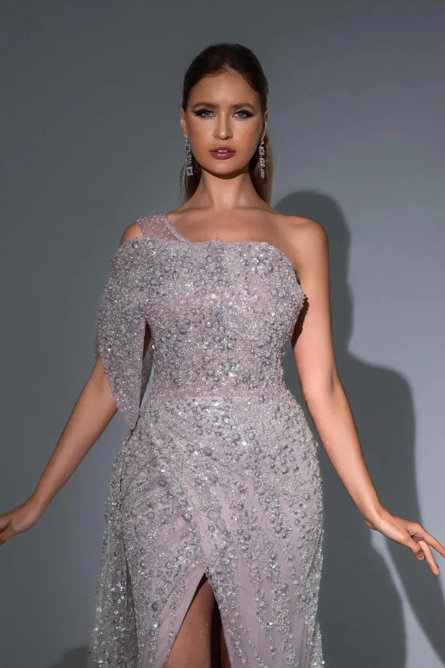 Elegant Champagne Gold Sequin Evening Gown - Glitter One-Shoulder Dress - Pretty Sequin Dress for Special Occasions Plus Size
