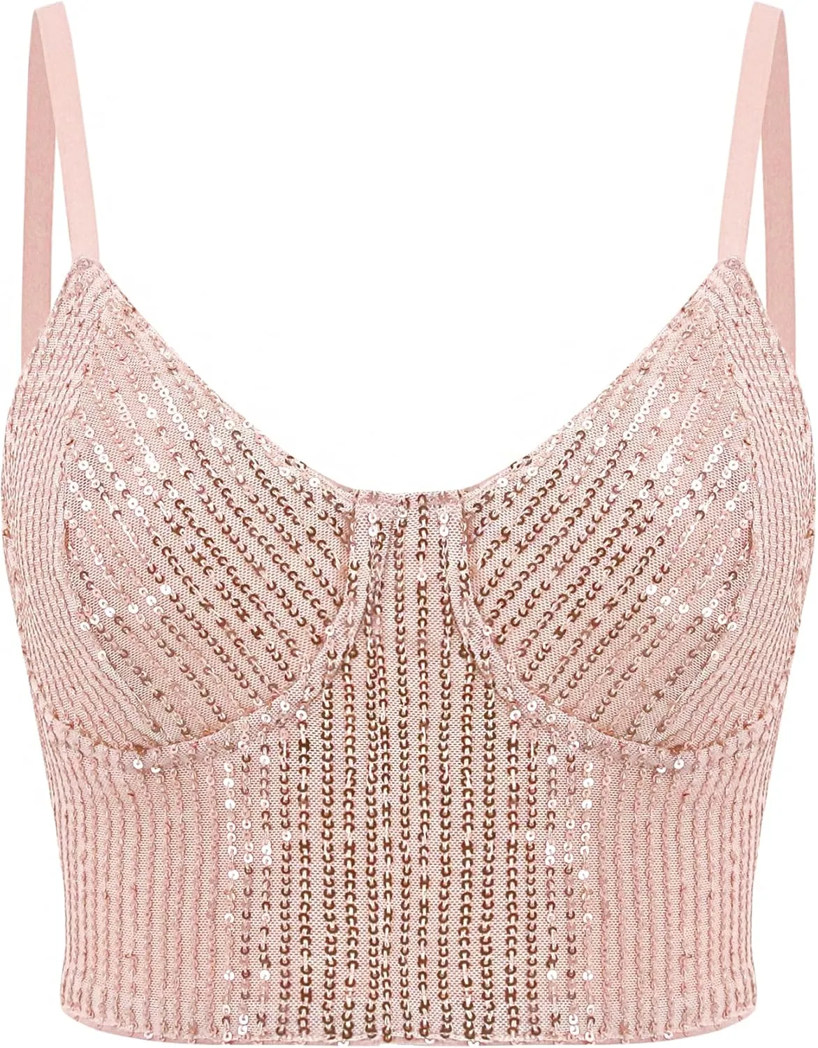 Erinaco Women's Rhinestone Diamond Tank Top Color Beaded Sling Tube Top Bustier Vest Crop Top Sexy Corset Bra Summer