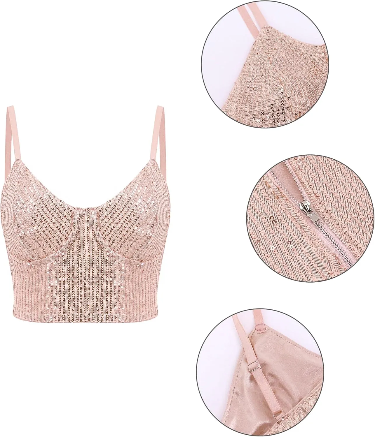 Erinaco Women's Rhinestone Diamond Tank Top Color Beaded Sling Tube Top Bustier Vest Crop Top Sexy Corset Bra Summer