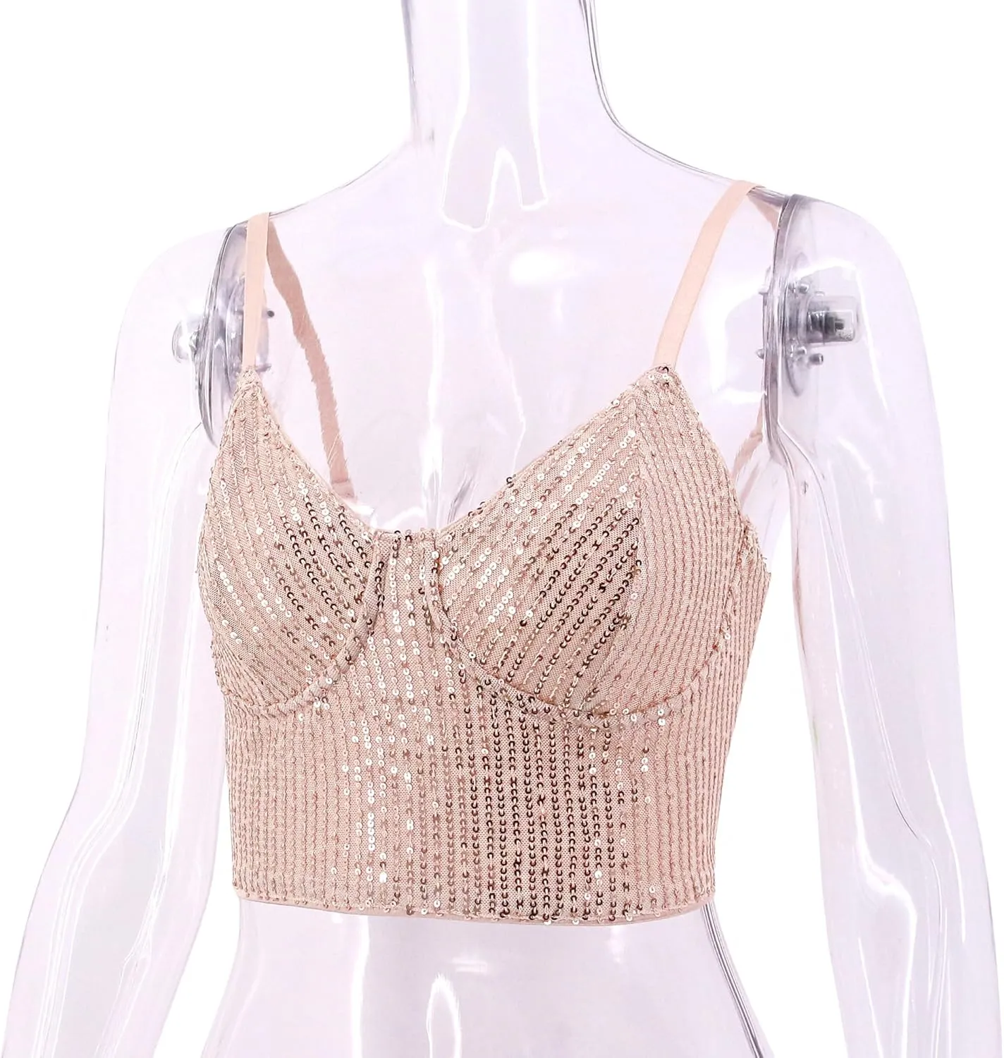 Erinaco Women's Rhinestone Diamond Tank Top Color Beaded Sling Tube Top Bustier Vest Crop Top Sexy Corset Bra Summer