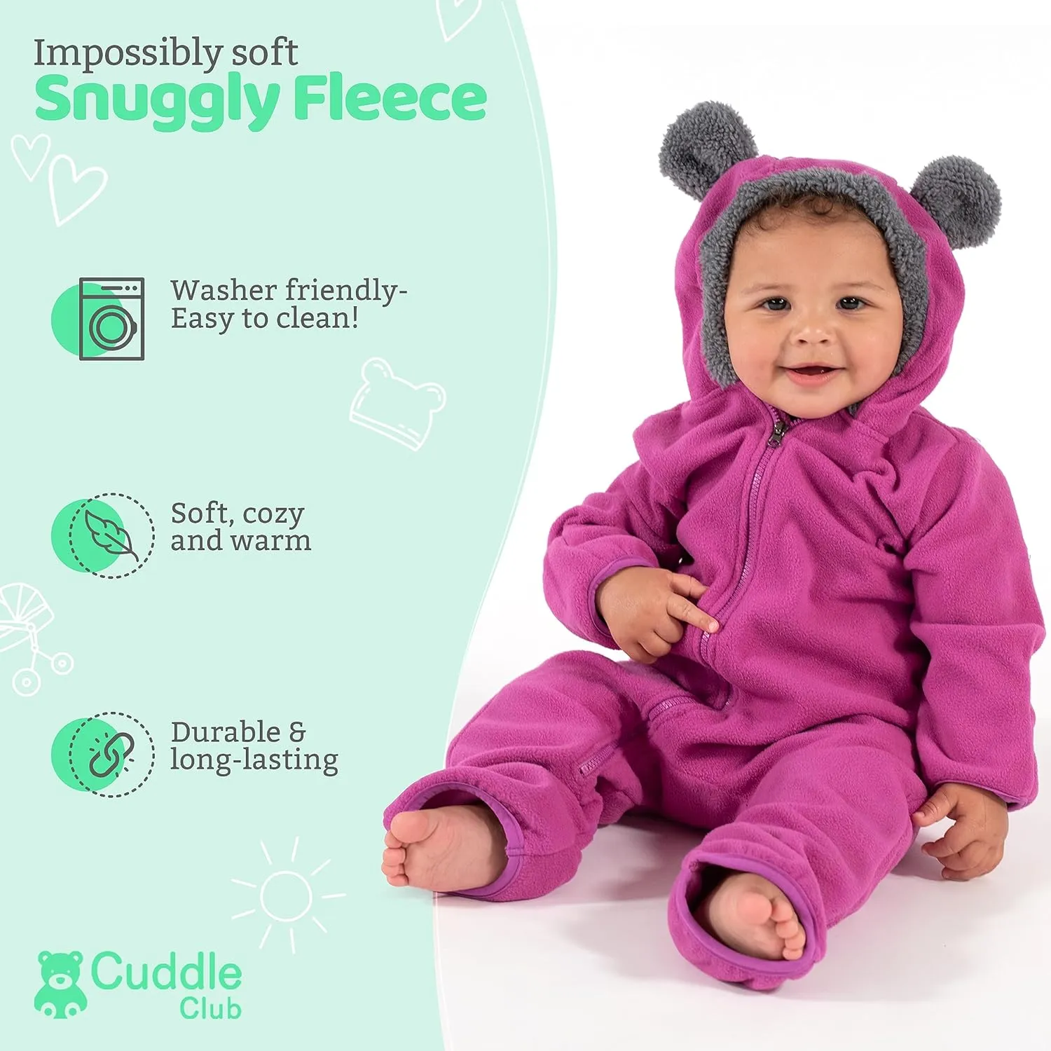Fleece Baby Bunting Bodysuit  Infant One Piece Kids Hooded Romper Outerwear Toddler Jacket