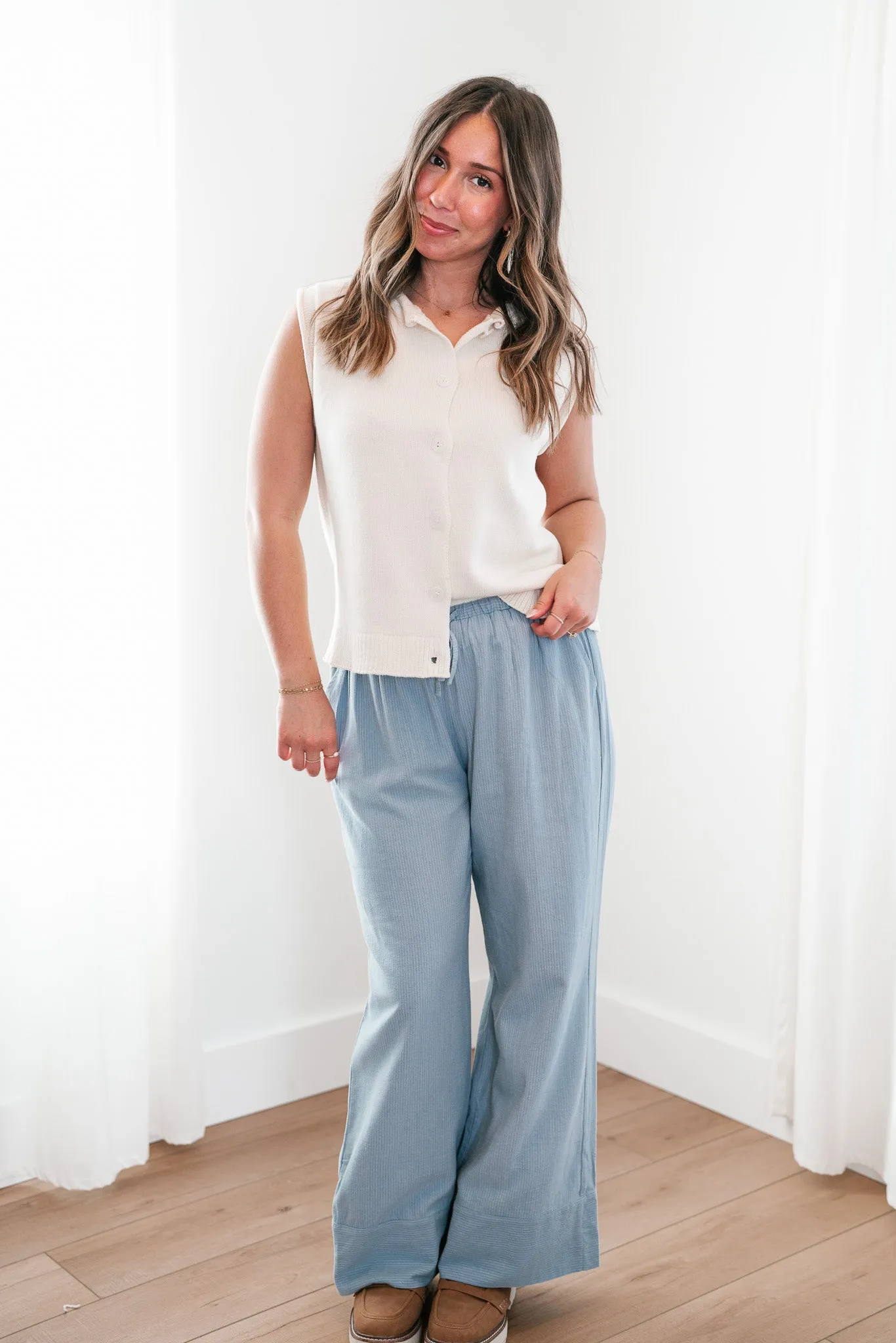 Ivory Essentials Knitted Button-Up Sweater Tank