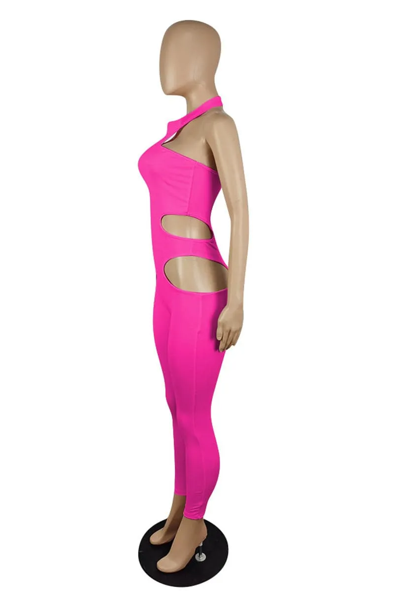 JC848 Solid Cutout Jumpsuit