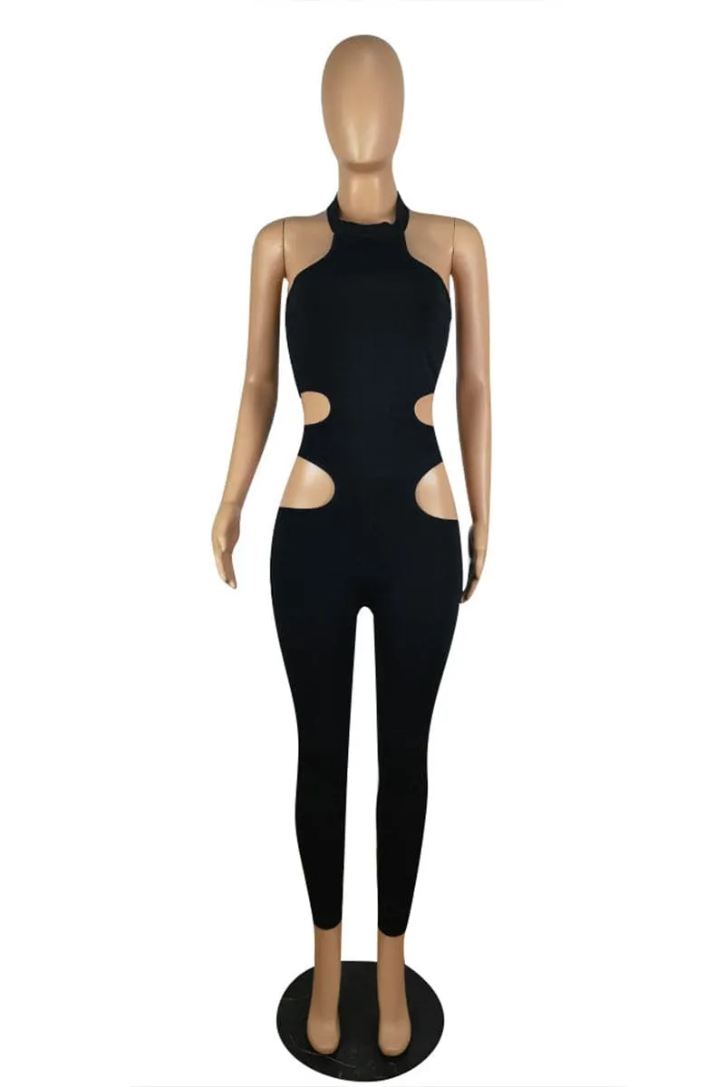 JC848 Solid Cutout Jumpsuit