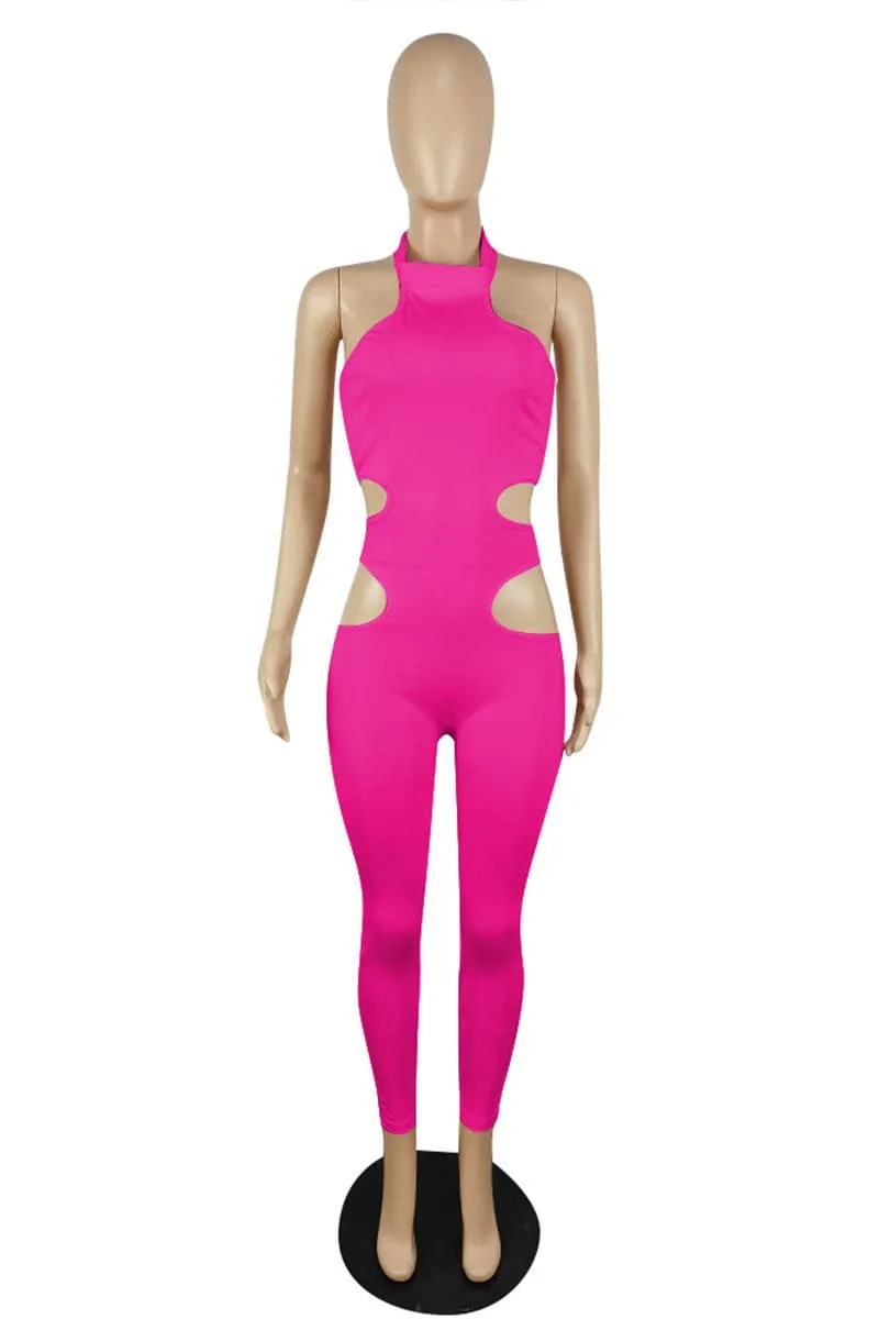 JC848 Solid Cutout Jumpsuit